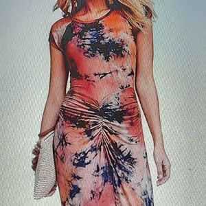 Venus ruched tie dye maxi dress